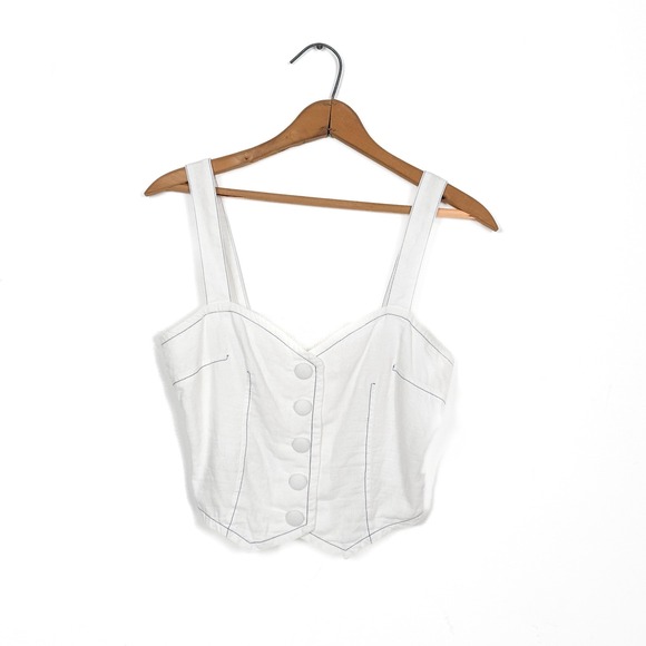 Maeve by Anthropologie Tops - Maeve Anthropologie Buttonfront Vest - White w/ Blue‎ contrast stitching  - XS